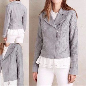 Anthropologie HEI HEI Vegan Suede Moto Jacket - XS - Grey